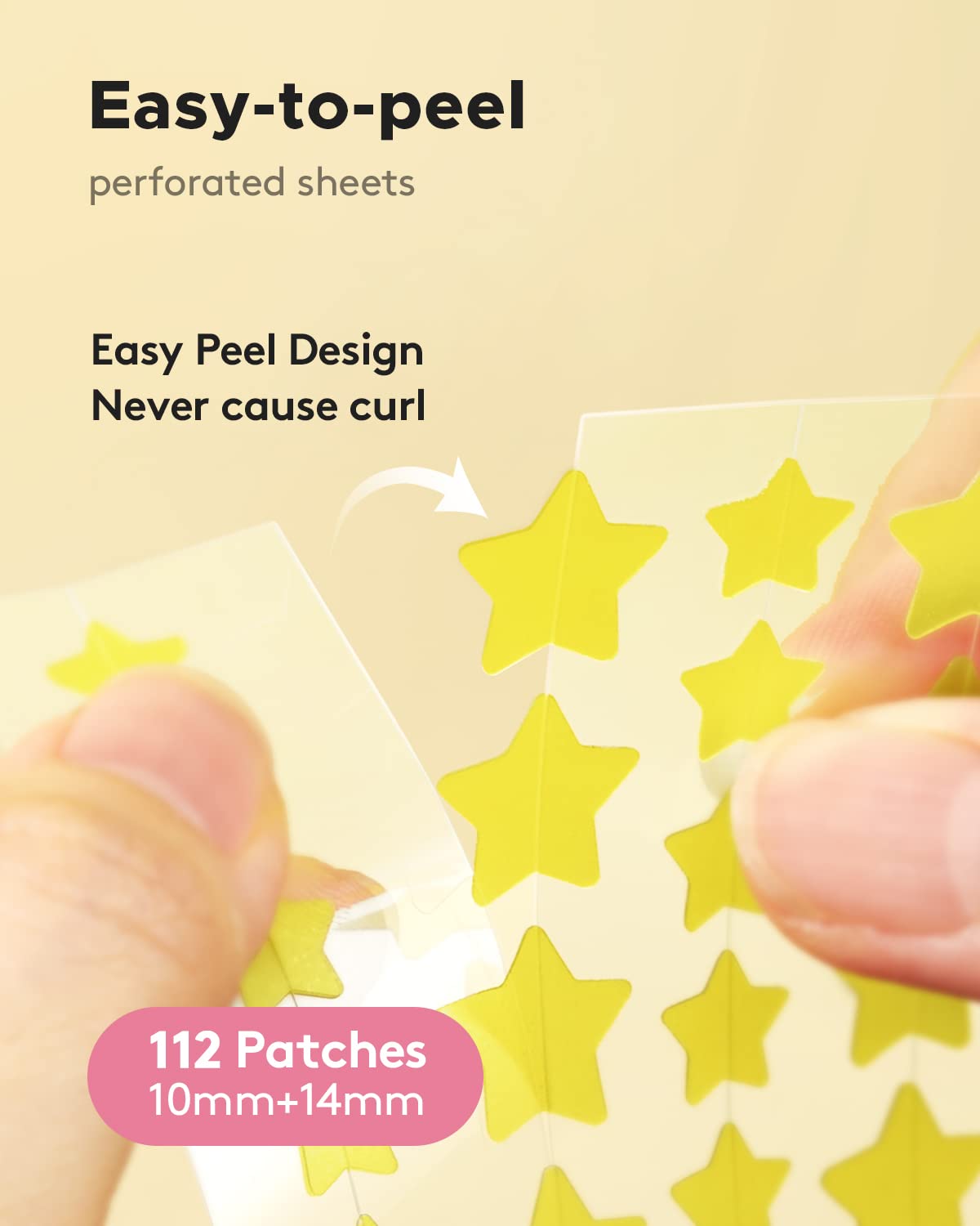 LitBear Acne Patch Pimple Patch, Pink & Yellow Star Shaped Acne Absorbing Cover Patch, Hydrocolloid Acne Patches For Face Zit Patch Acne Dots, Tea Tree Oil & Centella, 112 Patches, 14mm & 10mm