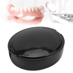 Denture Case, Durable PP Safe Odorless No Leak Denture Bath Box Dental Denture Case Denture Cups Bath Dentures Container for Traveling Denture Cup Denture Bath Case for Denture The Elderly(Black)