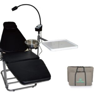 Portable Foldable Chair with LED Exam Light Lamp and Tray + Doctor's Stool Nylon Bag