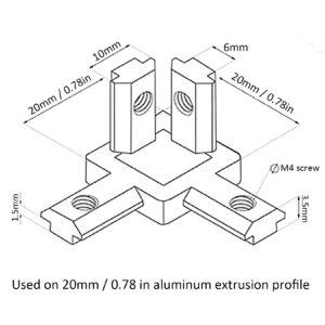 FORRCKY 8PCS 2020 Extrusion Cube Connectors 2020 Aluminum Extrusion 3 Way Corner with 8PCS 2020 Series Extruded Profiles End Bracket and Screws