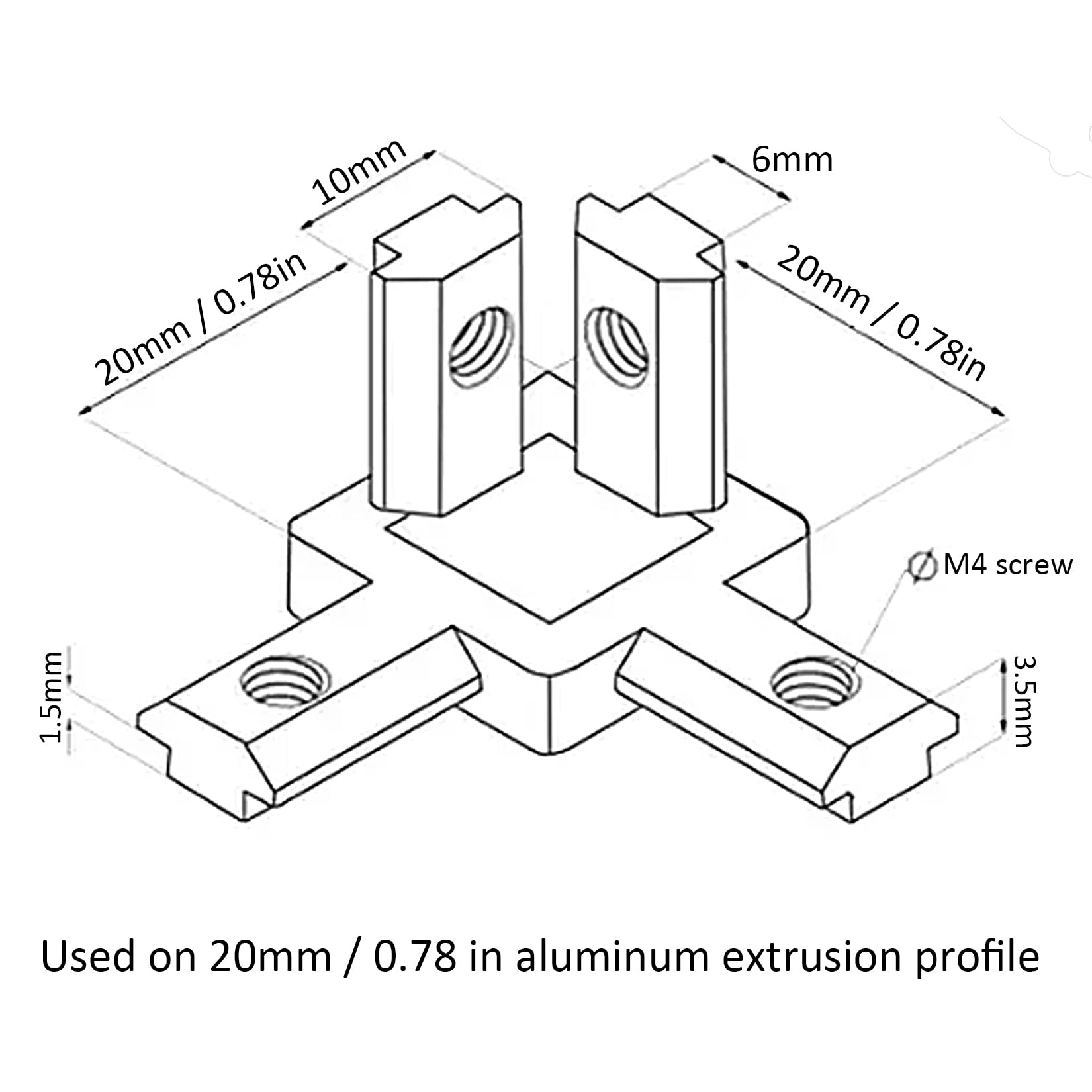 FORRCKY 8PCS 2020 Extrusion Cube Connectors 2020 Aluminum Extrusion 3 Way Corner with 8PCS 2020 Series Extruded Profiles End Bracket and Screws