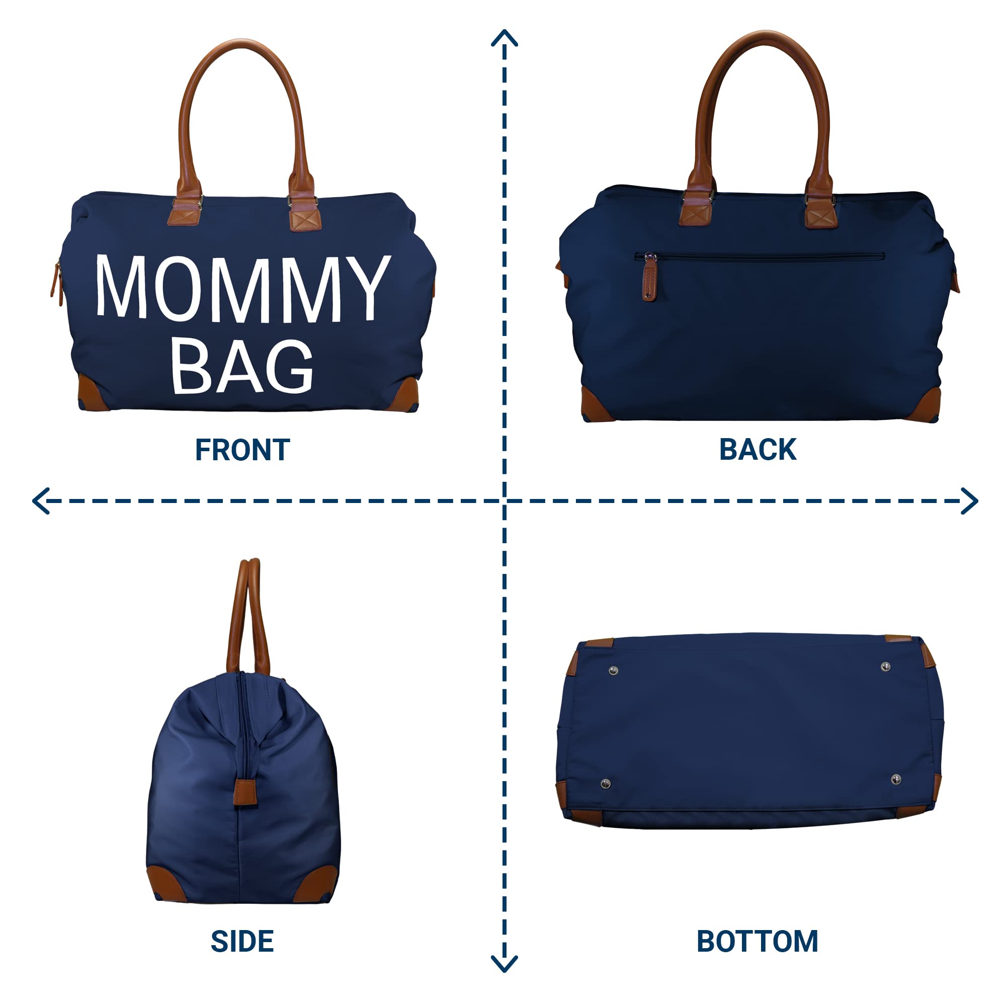 Mommy Bag Diaper Bag Set | X-Large Capacity Tote Bag | 2 Supplemental Bags | Changing Pad | Quality Material | Thoughtful Gift Idea