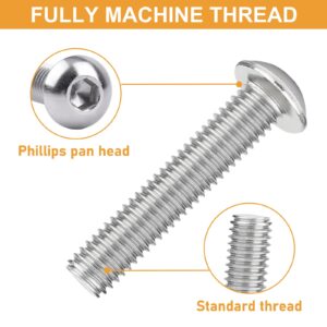 M8-1.25 x 16/20/25/30/40mm Button Head Socket Cap Screws VIGRUE 135PCS M8 Allen Hex Drive Screws Nuts Washers Assortment Kit 18-8 Stainless Steel 304, Bright Finish, Fully Threaded