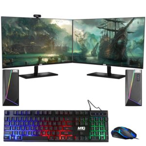 techmagnet all in one desktop computer, cheetah 6, intel core i5 6th gen 2.5 ghz, 16gb ddr3, 240gb ssd, new dual 22 inch led, mtg rgb keyboard mouse, rgb speaker and webcam, win 10 pro (renewed)