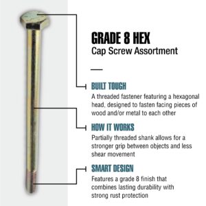 Workshop Hardware 46 Piece Fastener Assortment Kit, Grade 8 Hex Cap Screw Set, USS 1/4 & 5/16 Diameter, Gray, Stainless Steel