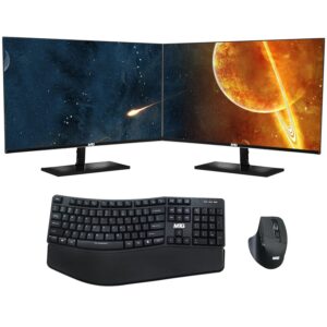 techmagnet all in one desktop computer, cheetah 6, intel core i5 6th gen 2.5 ghz, 16gb ddr3, 240gb ssd, new dual 24 inch led, mtg wireless ergonomic keyboard mouse windows 10 pro (renewed)