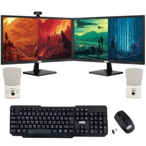 techmagnet all in one desktop computer, cheetah 6, intel core i5 6th gen 2.5 ghz, 8gb ddr3, 120gb ssd, dual 27 inch led monitor, wireless keyboard mouse, speaker and webcam, win10 pro (renewed)