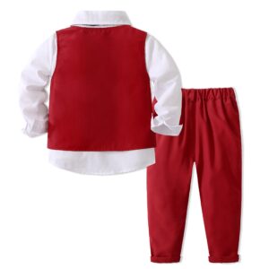 Kimocat Boys' 4-Piece Formal Suit Set Dress Shirt Vest Pants and Tie Wedding Birthday Party Suit (as1, age, 5_years, Red)