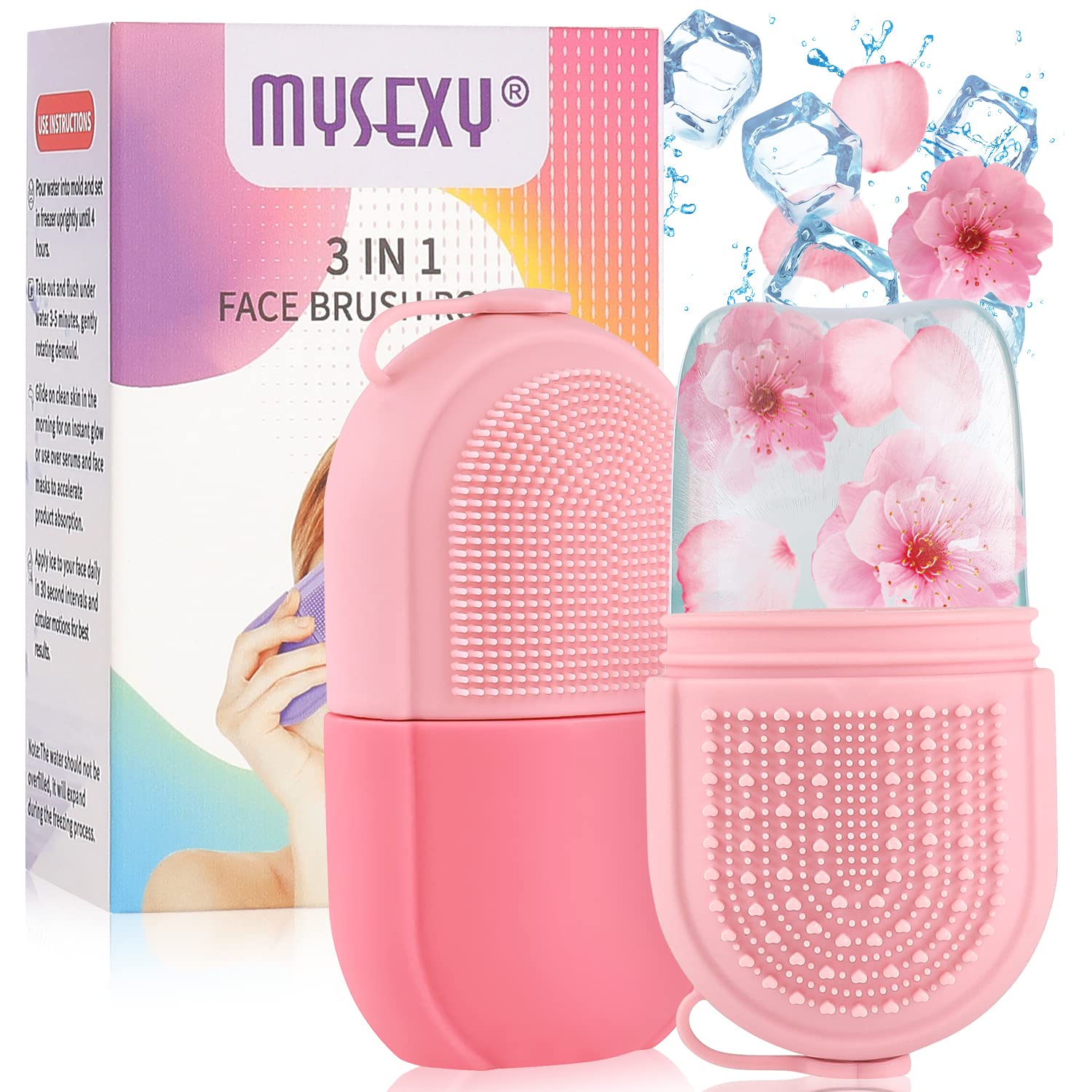 MYSEXY Ice Roller for Face & Eye, Beauty Facial Ice Rollers Ice Holder Mold Face Puffiness Relief Massage Skin Care Tools for Brighten Lubricate Shrink Pores Remove Fine Lines (Pink)