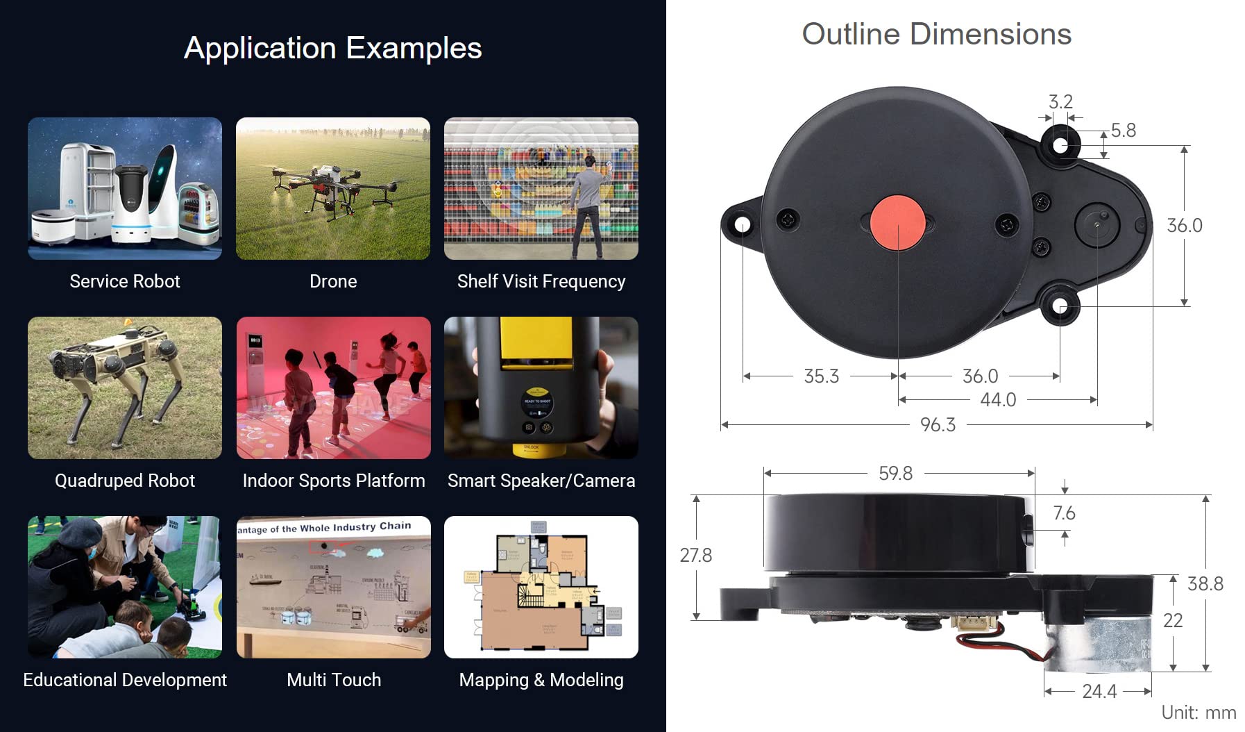 Waveshare 360° Omnidirectional Triangulation Lidar 8m Radius Ranging Software Start-Stop Control Robot Positioning Lidar UART Bus