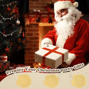 300 Pcs Christmas Wax Seal Stickers Gold Embossed North Pole Stickers Adhesive Reindeer Snowflake Official Seal Santa Stickers for Envelopes from Santa Stamp Party Favors Cards Invitations Gift