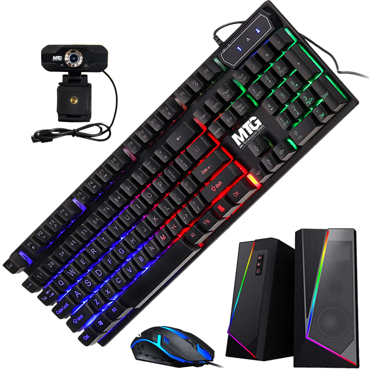 TechMagnet All in one Desktop Computer, Cheetah 6, Intel Core i5 6th, 16GB DDR3, 480GB SSD, Dual 27 inch LED Monitor, MTG RGB Keyboard Mouse, RGB Speaker and Webcam, Win10 Pro (Renewed)