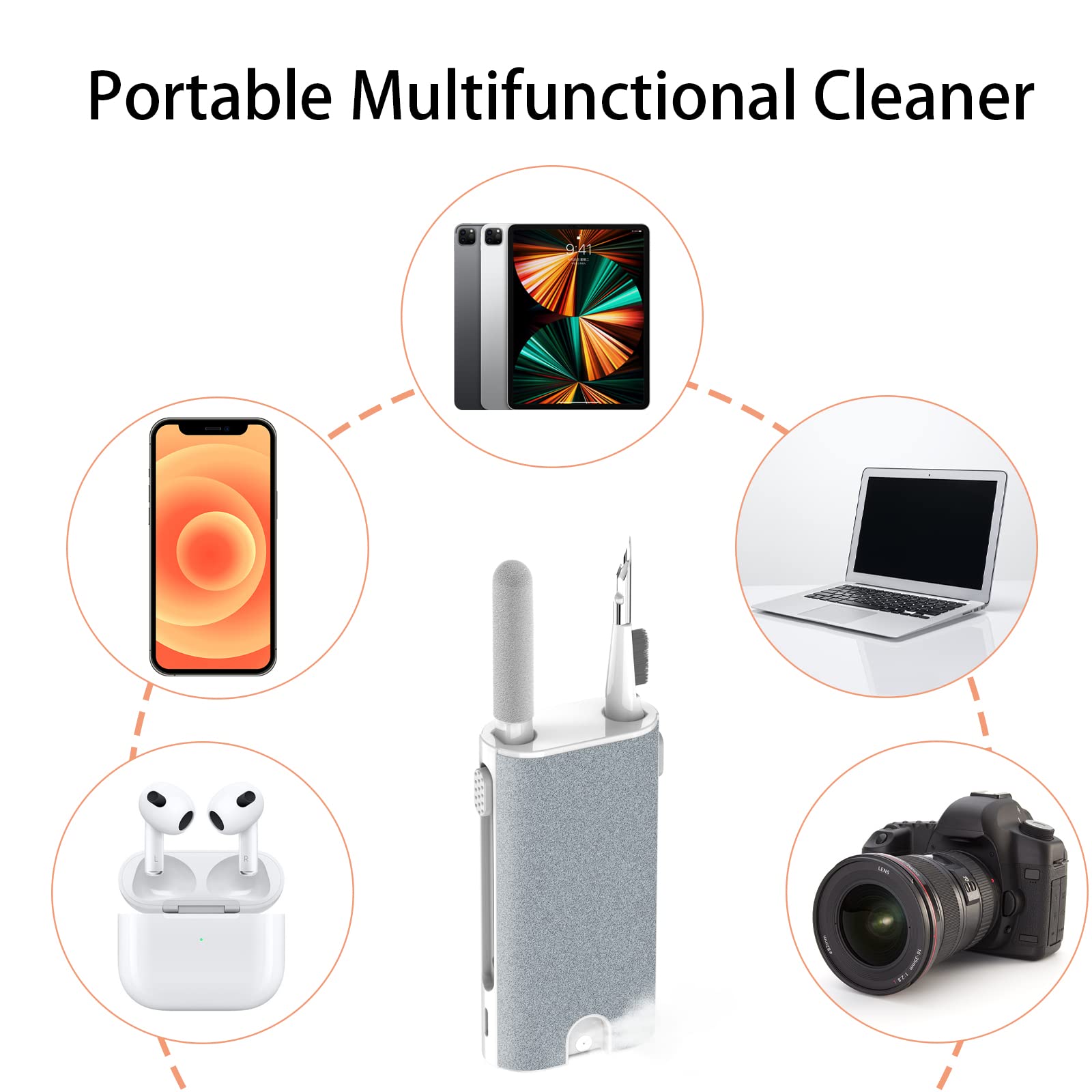 5-in-1 Electronic Cleaner kit- Portable Cleaning kit for Airpods/Earbuds/Phone/Camera/Watch/Laptop,with Cleaning Pen and Spray Bottle,Multifunctional Cleaning Tool