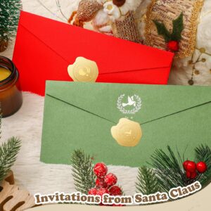 300 Pcs Christmas Wax Seal Stickers Gold Embossed North Pole Stickers Adhesive Reindeer Snowflake Official Seal Santa Stickers for Envelopes from Santa Stamp Party Favors Cards Invitations Gift