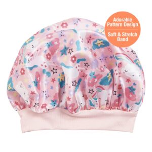 Red by Kiss Toddler Satin Bonnet Sleep Caps Hair Wraps Hair Bonnet (Pink Unicorn)