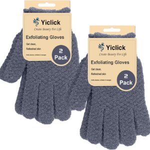 Yiclick Heavy Exfoliating Gloves, Exfoliating Body Scrubber for Bath Shower Exfoliation, Body Scrub Exfoliator for Dead Skin Remover, Exfoliate Sponge Loofah Washcloth Mitt Men Women