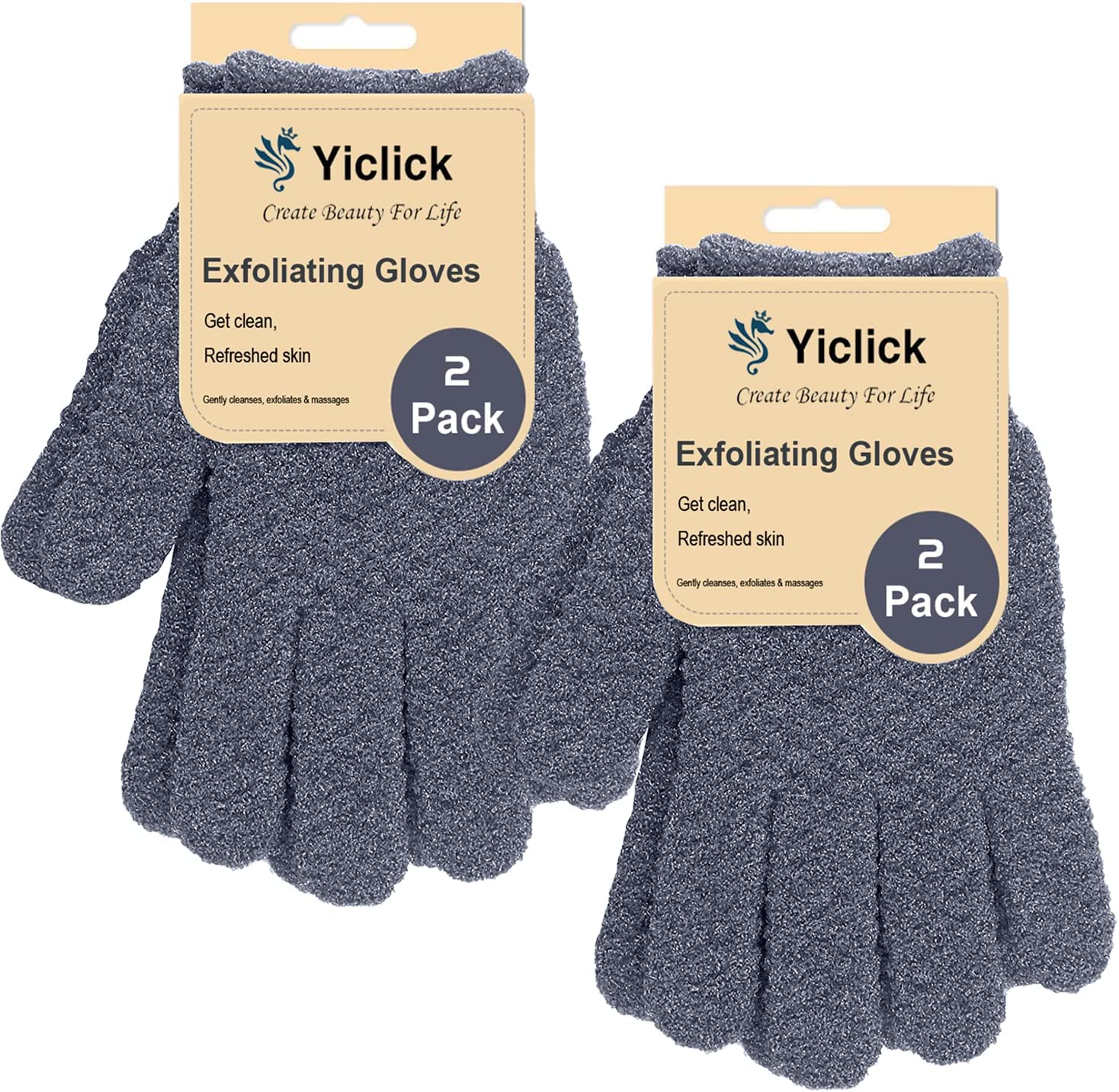 Yiclick Heavy Exfoliating Gloves, Exfoliating Body Scrubber for Bath Shower Exfoliation, Body Scrub Exfoliator for Dead Skin Remover, Exfoliate Sponge Loofah Washcloth Mitt Men Women