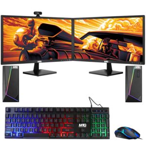 techmagnet all in one desktop computer, cheetah 6, intel core i5 6th, 16gb ddr3, 480gb ssd, dual 27 inch led monitor, mtg rgb keyboard mouse, rgb speaker and webcam, win10 pro (renewed)