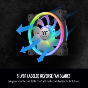 Thermaltake SWAFAN 12 RGB Radiator Fan TT Premium Edition 3 Pack, Swappable Fan Blade Design, Customizable air Flow Direction, 2000 RPM, CL-F137-PL12SW-A, 120mm Black