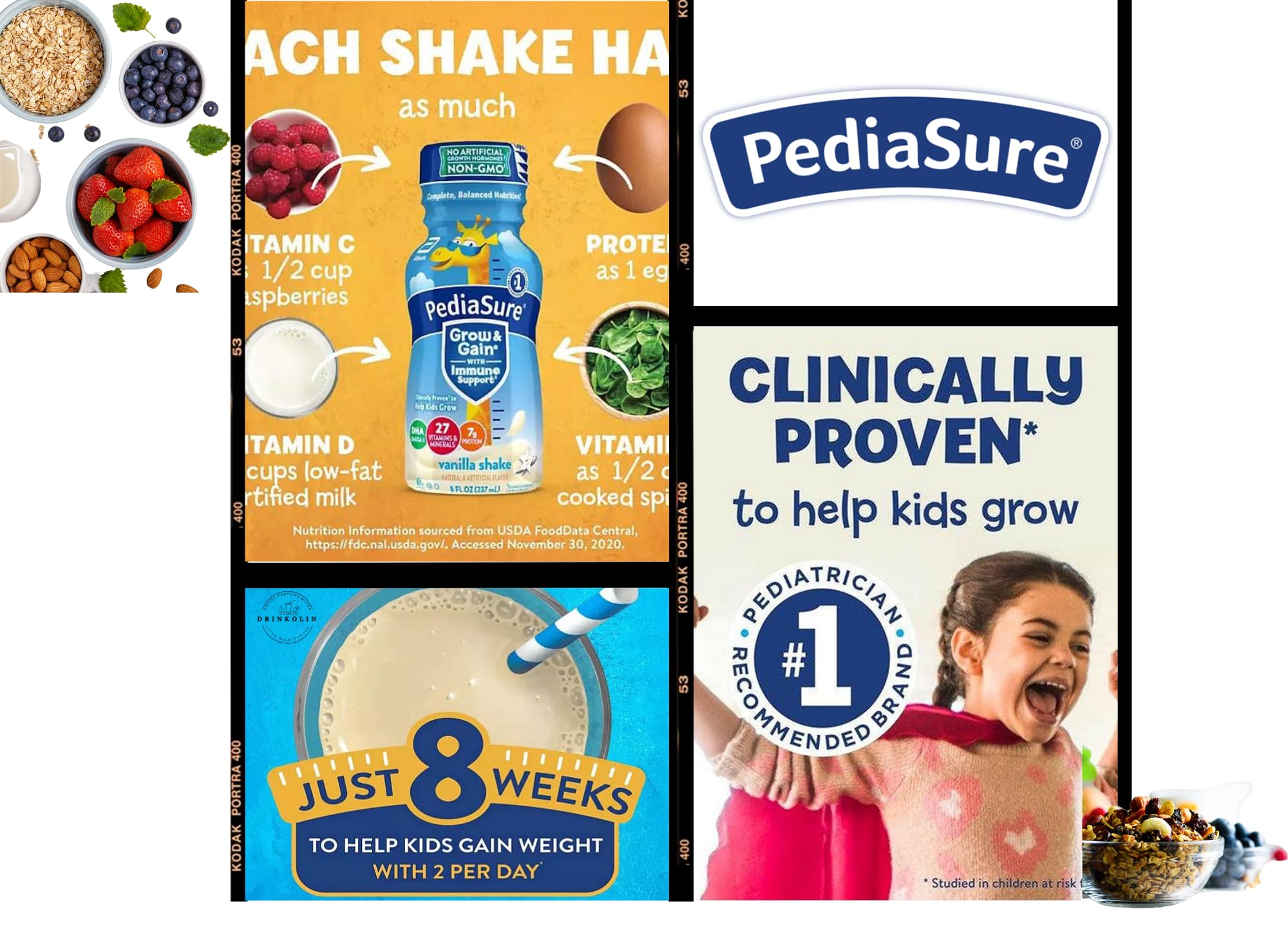 Pediasure Immune Support Kids Protein Shake Grow (8 Fl Oz 6 Pack) Vanilla and Chocolate