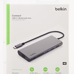 Belkin 7-in-1 USB-C Hub, Multiport Adapter Dongle with 4K 60Hz HDMI, 100W Power Delivery, 2.5Gb, 2 USB A Ports, SD and MicroSD Slot for MacBook Pro 14 and 16, iPad Pro 12.9 & 11, XPS, Surface and More