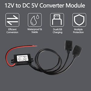 MEIRIYFA 12V to 5V USB Converter DC 12V to Dual 5V 3A USB Buck Converter Module Step Down Converter Reduced Voltage Regulator Module Car Power Adapter