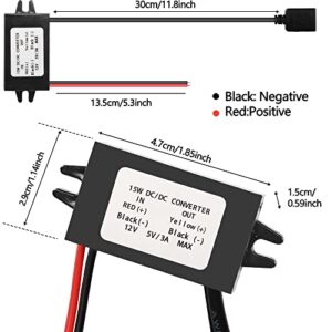 MEIRIYFA 12V to 5V USB Converter DC 12V to Dual 5V 3A USB Buck Converter Module Step Down Converter Reduced Voltage Regulator Module Car Power Adapter