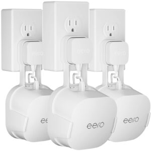 COOLWUFAN Outlet Wall Mount Holder for eero 6 or eero 6+ mesh Wi-Fi System [NOT Fit for eero mesh], No Messy Wires, Easy to Install Mount Holder for eero 6 & eero 6+ mesh Wi-Fi System (3 Pack)