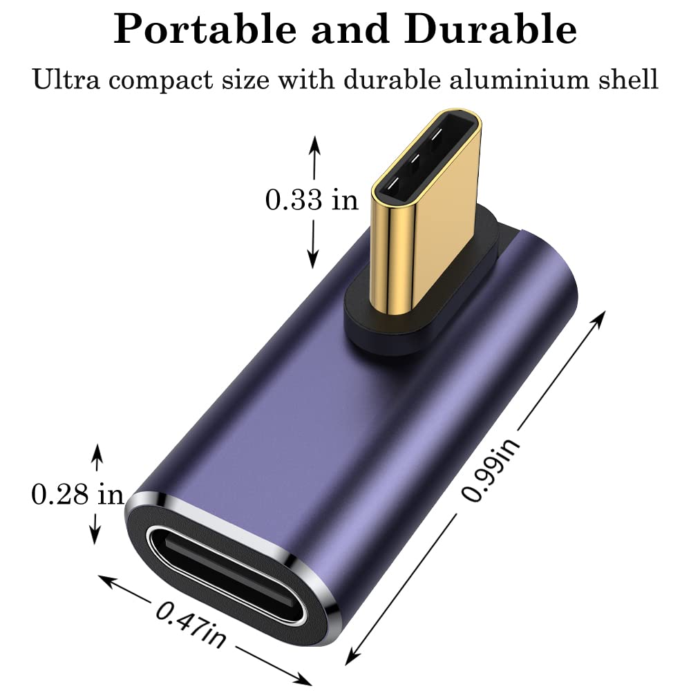 AuviPal 90 Degree Right Angle USB C Male to USB C Female Adapter 2 Pack, 40Gbps USB Type C Thunderbolt 4/3 Extender for MacBook Pro, iMac, iPad Pro, Tablet, Phones and Other Type C Devices