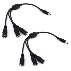 hualand 2 pack black 1 male to 3 female 5.5x2.1 splitter cctv dc power supply splitter cable,dc y splitter cable