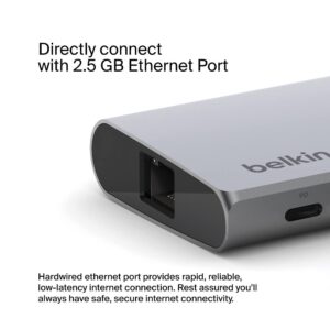 Belkin 7-in-1 USB-C Hub, Multiport Adapter Dongle with 4K 60Hz HDMI, 100W Power Delivery, 2.5Gb, 2 USB A Ports, SD and MicroSD Slot for MacBook Pro 14 and 16, iPad Pro 12.9 & 11, XPS, Surface and More