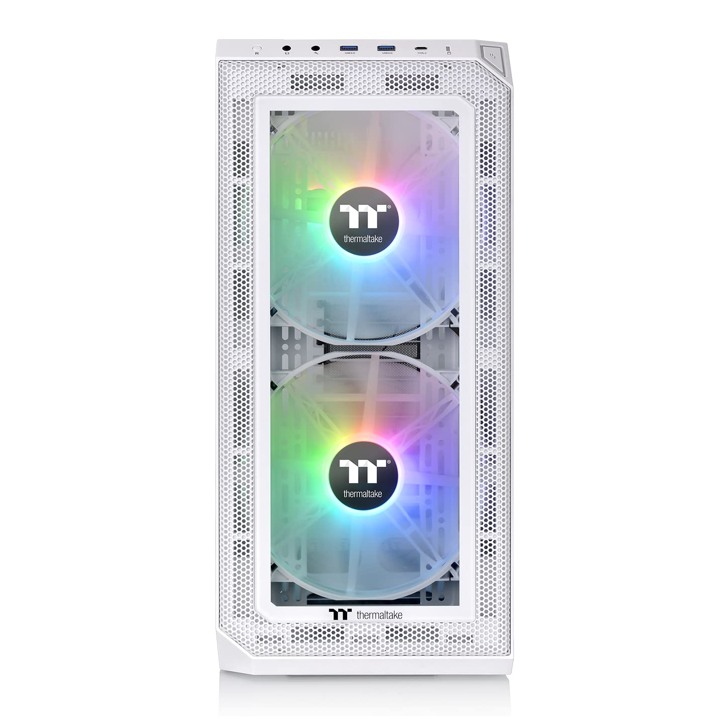 Thermaltake View 300 MX TG ARGB Motherboard Sync E-ATX Mid Tower Computer Case with 2x200mm Front & 1x120mm Rear ARGB Fan, Interchangeable Tempered Glass & Mesh Front Panel, CA-1P6-00M6WN-00, White