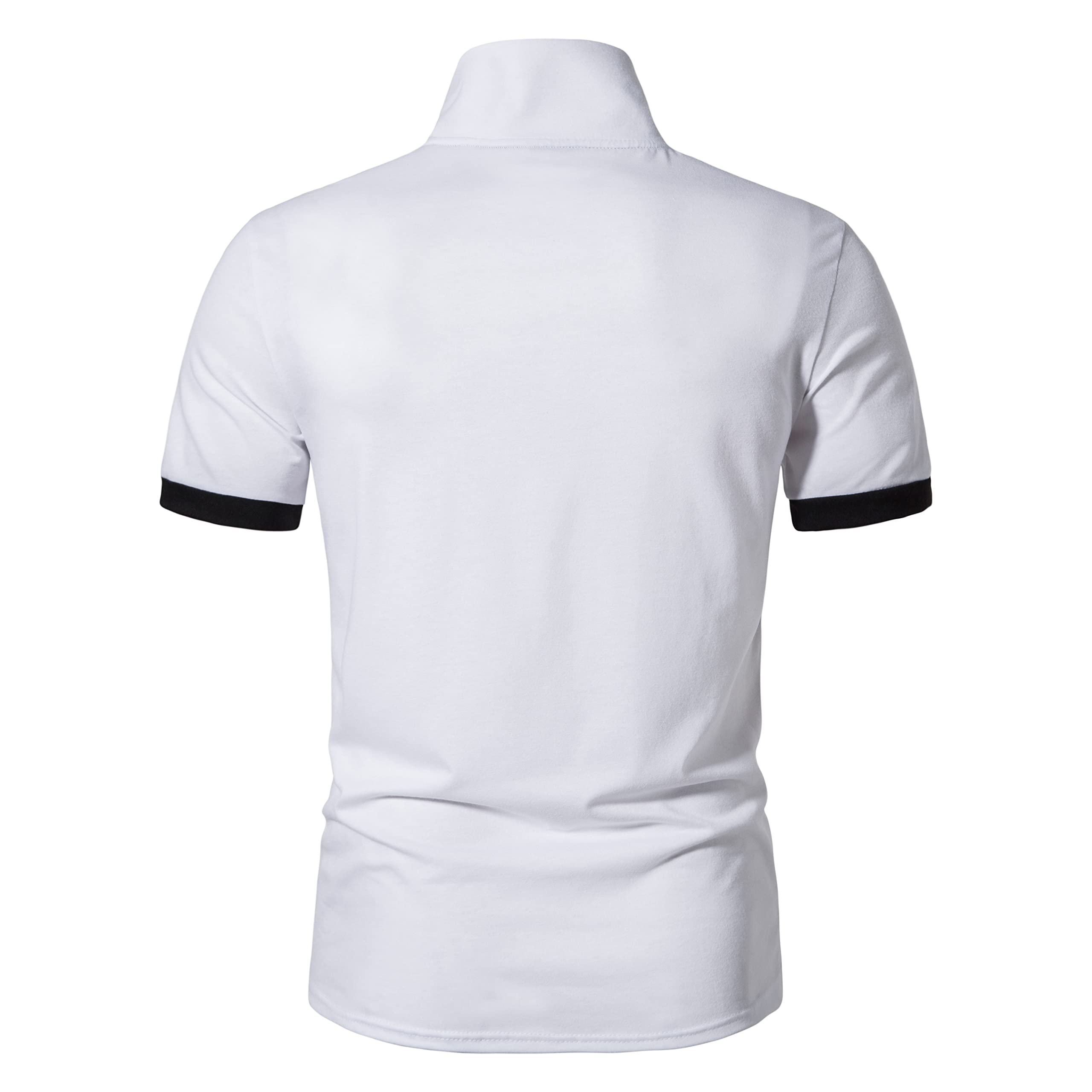 Maiyifu-GJ Golf Polo Shirts for Men Lightweight Color Block Short Sleeve Shirt Casual Slim Fit Athletic Tennis T-Shirt (White,Small)