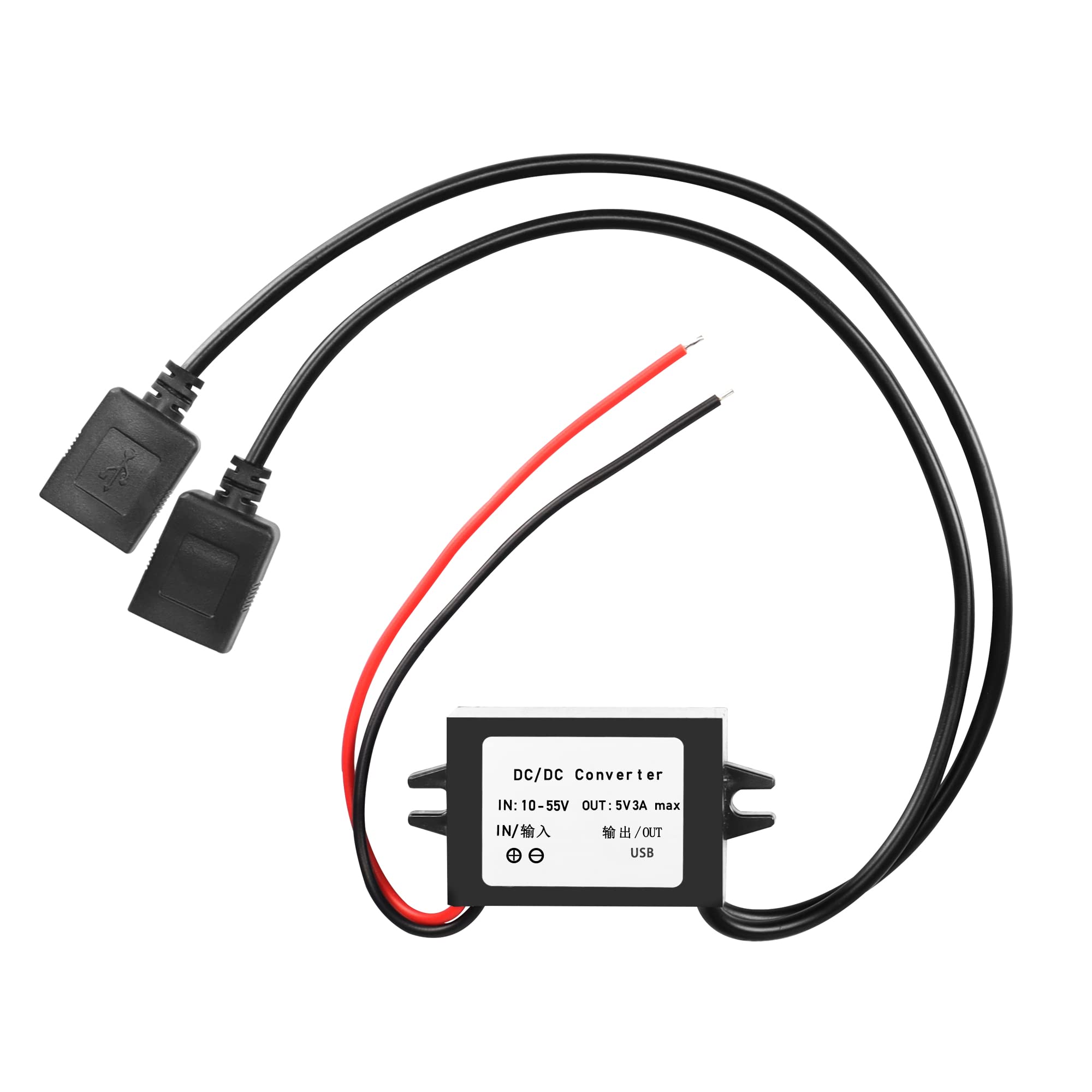 MEIRIYFA 12V to 5V USB Converter DC Buck Module 12V 36V 48V Step-Down Convert to 5V Dual USB Female 10-55V to 5V 3A 15W Adapter DC to DC Regulator Car Power Converter