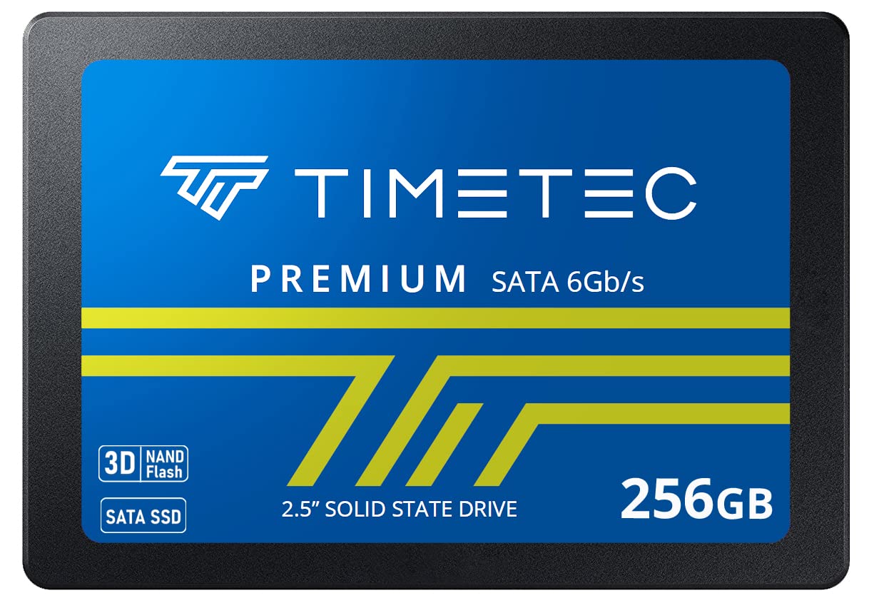 Timetec 256GB SSD 3D NAND QLC SATA III 6Gb/s 2.5 Inch 7mm (0.28") Read Speed Up to 530 MB/s SLC Cache Performance Boost Internal Solid State Drive for PC Computer Desktop and Laptop (256GB)