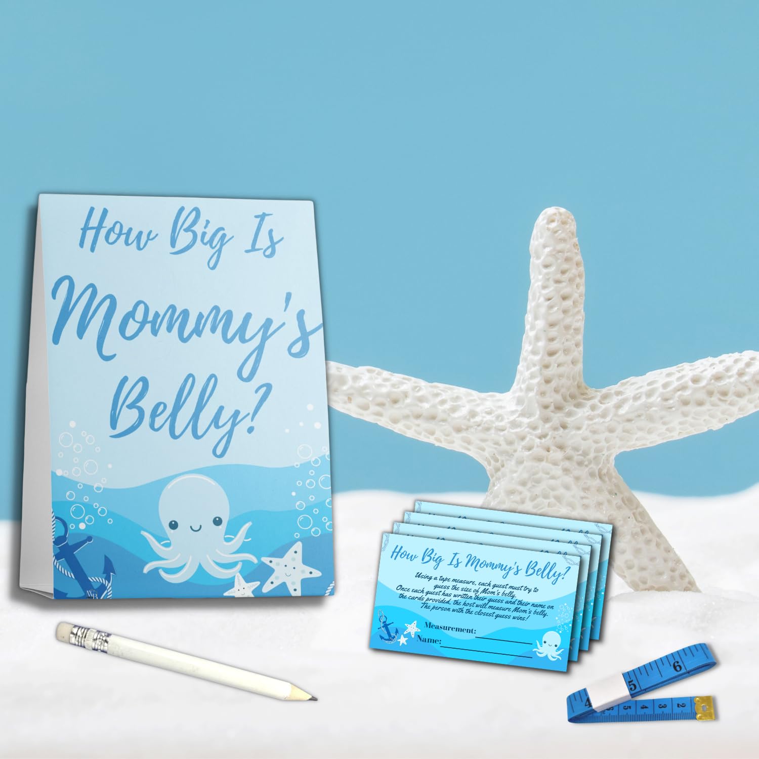 How Big is Mommys Belly Game Nautical Cinta para medir la Panza Measure The Belly Baby Shower Game 62 Piece for 50 Players Ahoy its a Boy Baby Bump Measuring Tape Game