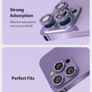 Actgan for iPhone 14 Pro and iPhone 14 Pro Max Camera Lens Protector Glitter Bling Glass Screen Camera Cover for iPhone 14 Pro Max and 14 Pro,[1 Set] Glitter Purple