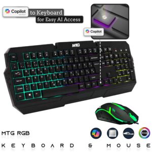 TechMagnet RGB Desktop Computer PC - Intel Core i5, 32GB ARGB RAM, 512GB SSD, RGB Keyboard with AI-Enabled Copilot Key Mouse and RGB Soundbar Win 10 Pro (Renewed)