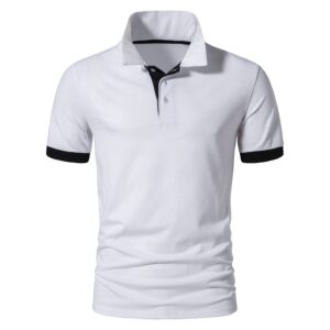 maiyifu-gj golf polo shirts for men lightweight color block short sleeve shirt casual slim fit athletic tennis t-shirt (white,small)