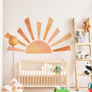 42.1x23.6 inch boho half sun wall decal large wall decal sunshine wall stickers vinyl wall decals removable peel and stick wall stickers for nursery room playroom decor