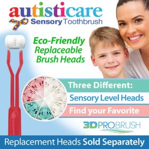 autisticare New Softer Feel Sensory 3-Sided Toothbrush 3-PK | Autism Spectrum Special Needs Asperger's Complete Dental Care Tactile Child Calming Gift Therapy Gum Health Fidget Caregiver Made in USA