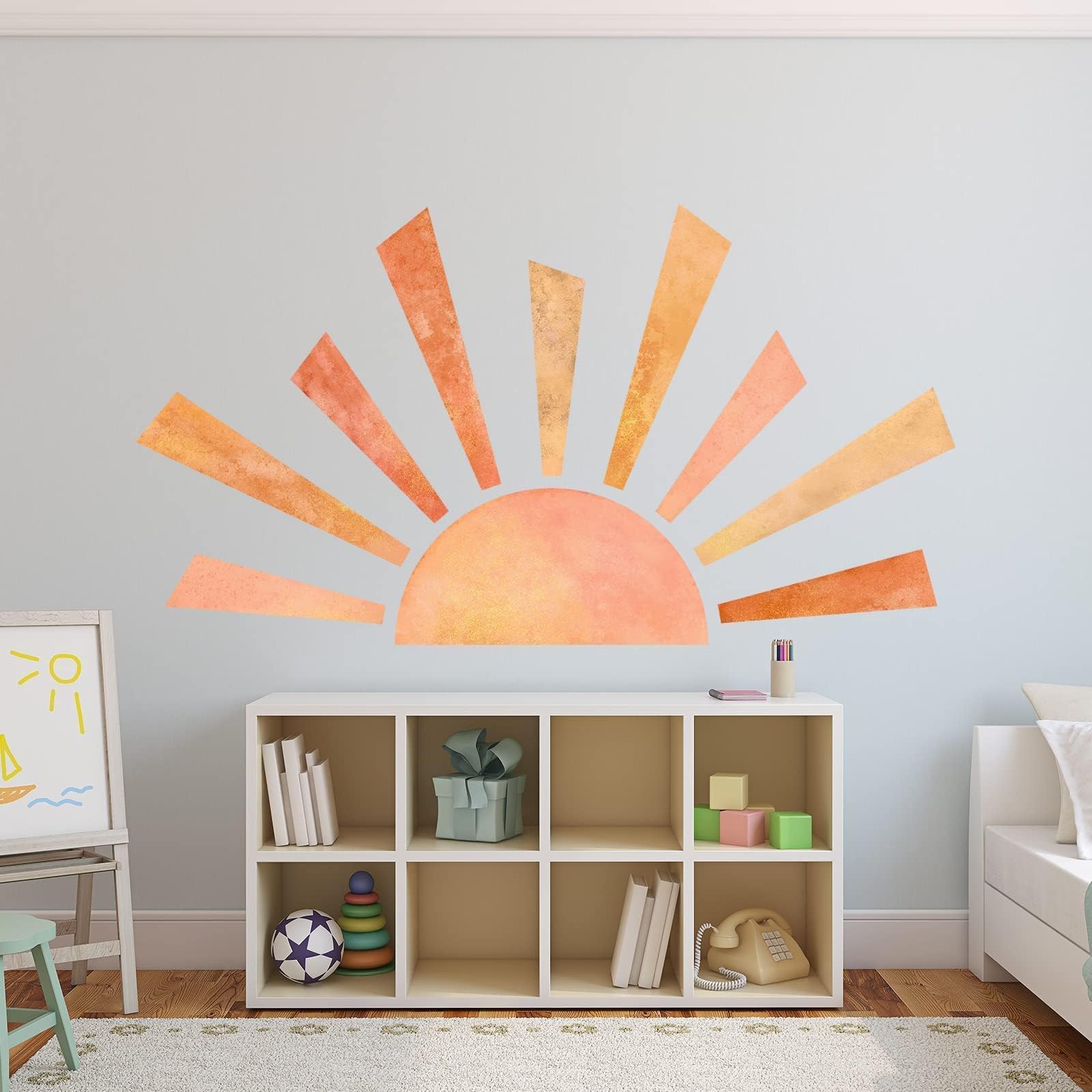 42.1x23.6 inch Boho Half Sun Wall Decal Large Wall Decal Sunshine Wall Stickers Vinyl Wall Decals Removable Peel and Stick Wall Stickers for Nursery Room Playroom Decor