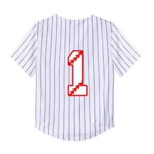 Baby Baseball Jersey 1 Year Old Birthday Party Shirt Short Sleeve Button Tee 1st Infant Toddler T Shirt Gift (Stripe B,12 Months,12 Months,Little Kid,Unisex,US,Age)