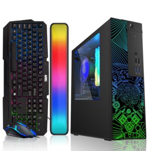 TechMagnet RGB Desktop Computer PC - Intel Core i5, 32GB ARGB RAM, 512GB SSD, RGB Keyboard with AI-Enabled Copilot Key Mouse and RGB Soundbar Win 10 Pro (Renewed)