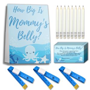 How Big is Mommys Belly Game Nautical Cinta para medir la Panza Measure The Belly Baby Shower Game 62 Piece for 50 Players Ahoy its a Boy Baby Bump Measuring Tape Game