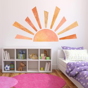 42.1x23.6 inch Boho Half Sun Wall Decal Large Wall Decal Sunshine Wall Stickers Vinyl Wall Decals Removable Peel and Stick Wall Stickers for Nursery Room Playroom Decor