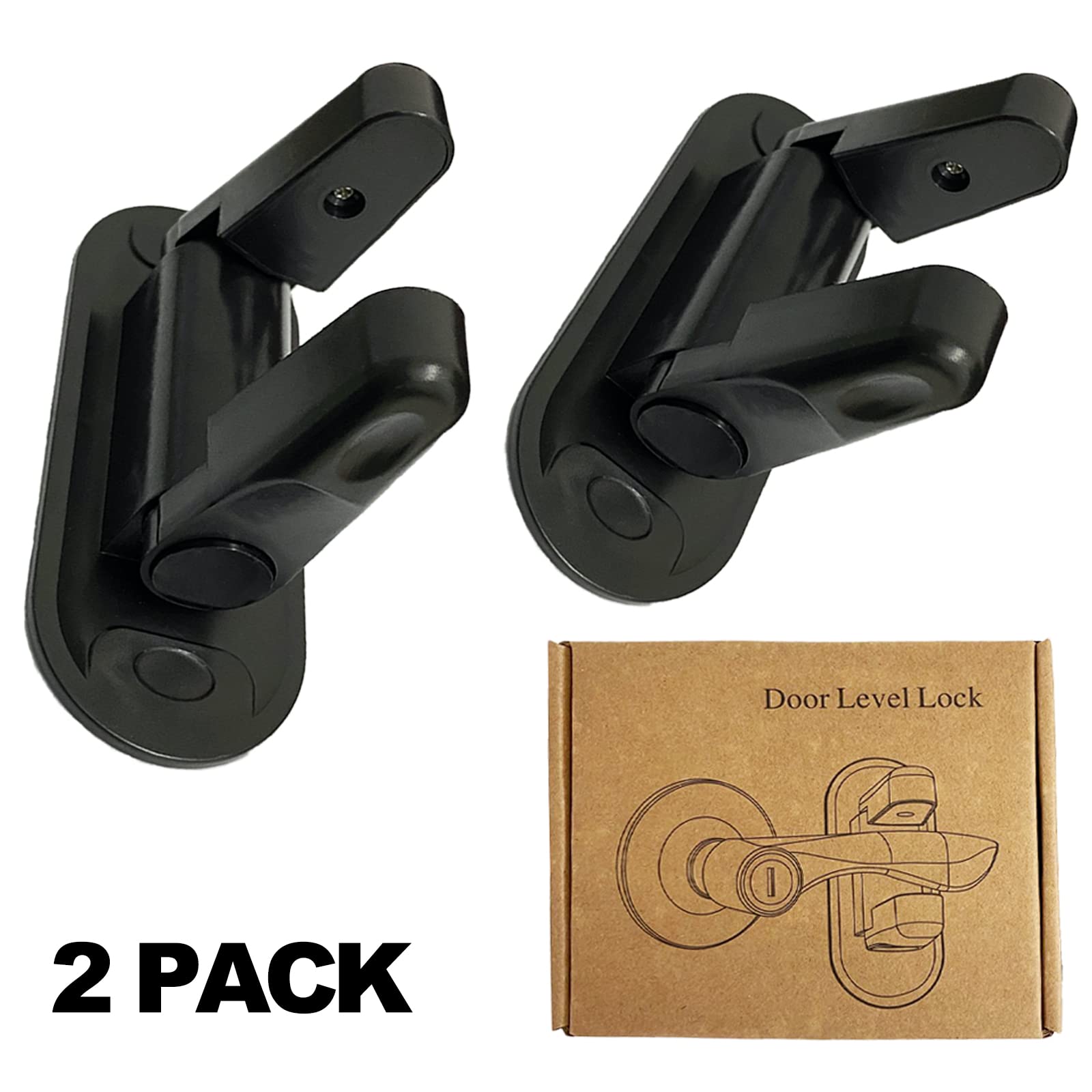 Eiarrnp Door Lever Lock Child Proof - 2 Pack Black Door Locks for Kids Safety - Childproof Door Handles Lock with Adhesive