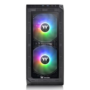 Thermaltake View 300 MX TG ARGB Motherboard Sync E-ATX Mid Tower Computer Case with 2x200mm Front & 1x120mm Rear ARGB Fan, Interchangeable Tempered Glass & Mesh Front Panel, CA-1P6-00M1WN-00, Black