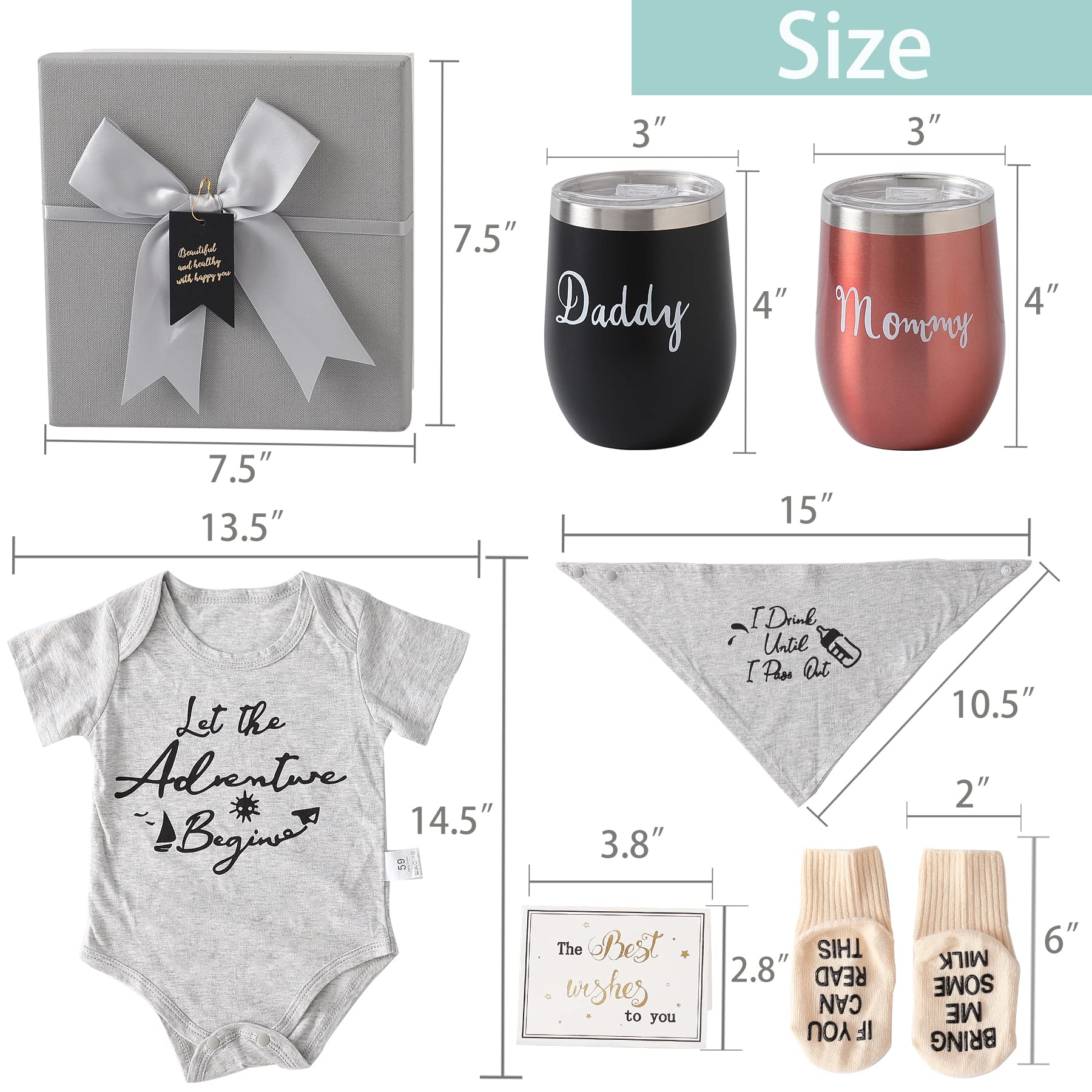 Pregnancy Gifts for New Parents, New Mom Gifts for Women, Gender Reveal Gifts, Baby Gift Basket with Mom and Dad Tumbler Set - Baby Shower