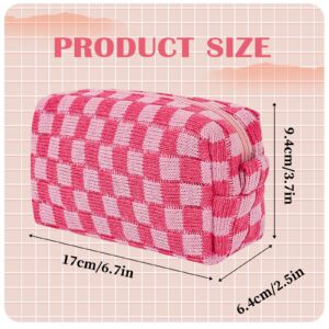 EYNDYN 4 PCS Checkered Makeup Bag Cosmetic Bag for Women Checkered Pouch Plaid Makeup Bag for Women Large Capacity Pencil Case Makeup Brushes Storage Bag Travel Toiletry Bag Organizer